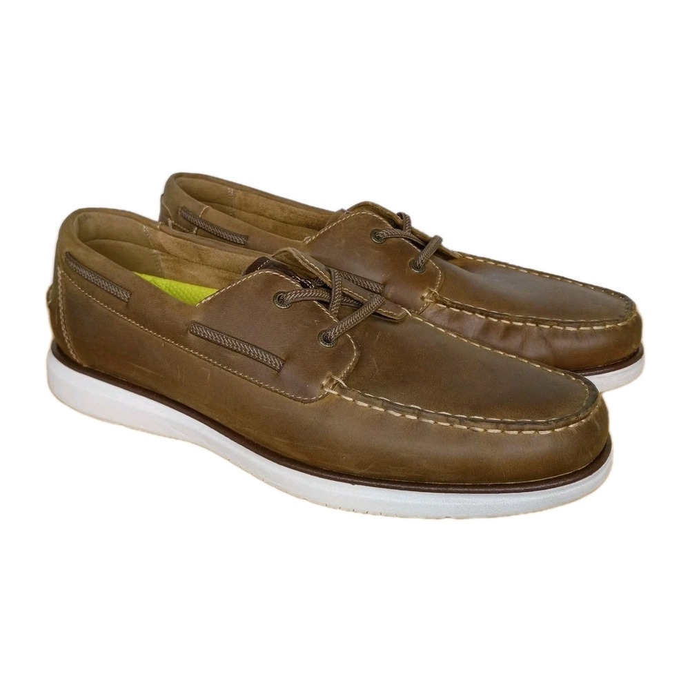 Florsheim Tropics Elastic Lace Moc Toe Boat Cognac Leather Mens 12 M Shoes